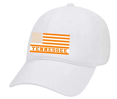 Tennessee Football Team Colors American Flag Embroidered Football Team Flag Twill Dad Hat with Metal Buckle Back