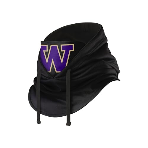 FOCO Washington Huskies NCAA Black Drawstring Hooded Gaiter