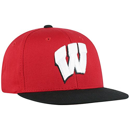 Top of the World Wisconsin Badgers Maverick Youth Flat Bill Snapback Adjustable Hat Red/Black