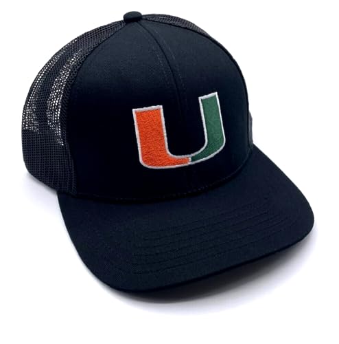 University Miami Hat Classic Solid Adjustable Hurricanes Mesh Trucker Logo Cap