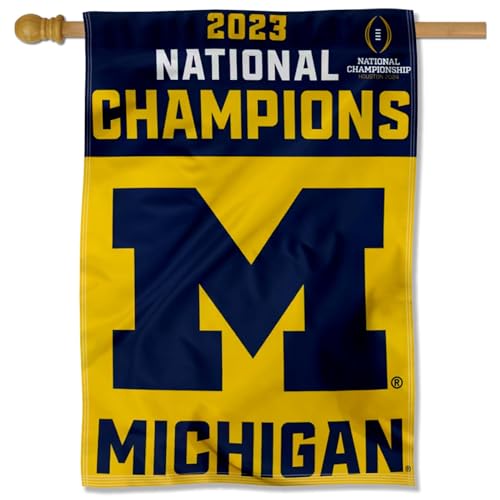Michigan Team University Wolverines 2023 College Football National Champions Banner Vertical Flag