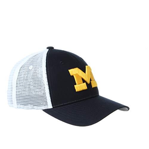 Michigan Wolverines Mens Blue Big Rig Mesh Trucker Adjustable Hat
