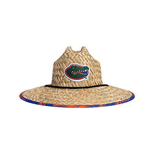 FOCO unisex adult Ncaa College Team Logo Floral Sun Straw Hat, Team Logo, One Size US