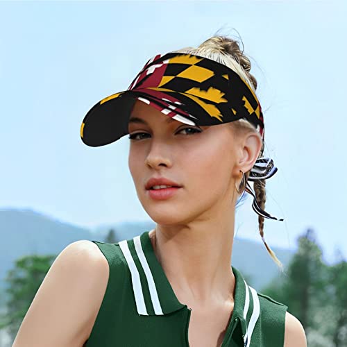 Maryland State Flag Sport Sun Visor Hats Adjustable Empty Top Baseball Cap Outdoor Maryland Sun Caps for Women and Men