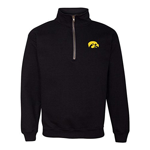 AQ07 - Iowa Hawkeyes Primary Logo Left Chest  Quarter Zip Sweatshirt - 3X-Large - Black