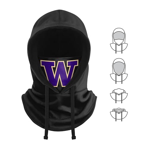 FOCO Washington Huskies NCAA Black Drawstring Hooded Gaiter