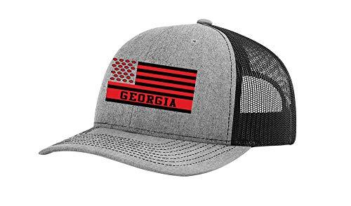 Georgia Football Team Colors American Flag Embroidered Football Team Flag Mesh Back Trucker Hat