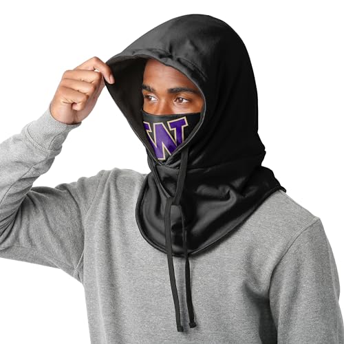 FOCO Washington Huskies NCAA Black Drawstring Hooded Gaiter
