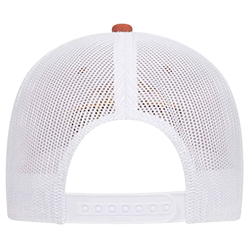 iZZYZX Longhorn Leatherette 6 Panel Low Profile Mesh Trucker Hat - Texas Orange White