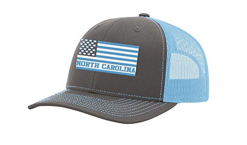 North Carolina Football Team Colors American Flag Embroidered Football Team Flag Mesh Back Trucker Hat