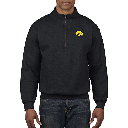 AQ07 - Iowa Hawkeyes Primary Logo Left Chest  Quarter Zip Sweatshirt - 3X-Large - Black