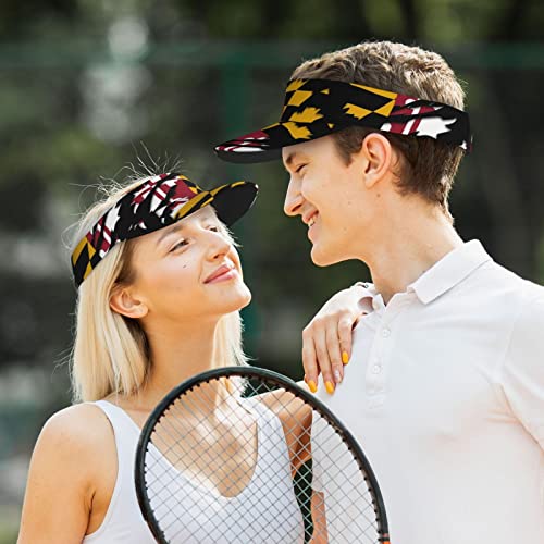 Maryland State Flag Sport Sun Visor Hats Adjustable Empty Top Baseball Cap Outdoor Maryland Sun Caps for Women and Men