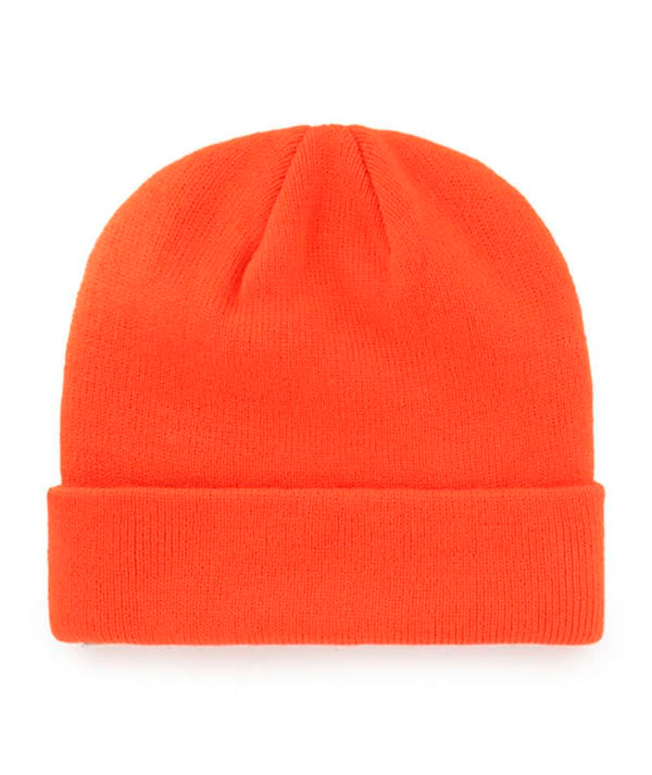 47 Syracuse Orange Mens Womens Raised Cuff Knit Stretch Fit Orange Beanie with Black Logo