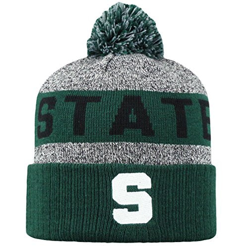 Top of the World NCAA Arctic Striped Cuffed Knit Pom Beanie Hat-Michigan State Spartans