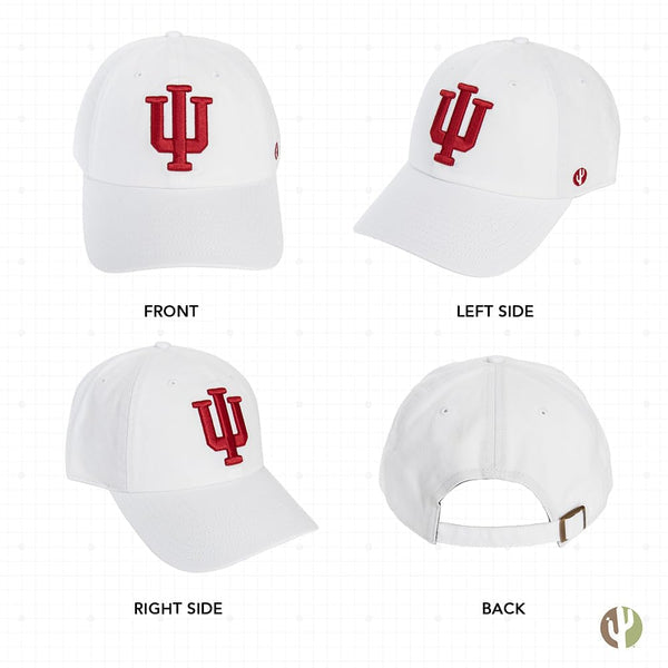 Desert Cactus Indiana University Baseball Hat Hoosiers Bloomington Brimmed Embroirderd Hats Cap Adjustable Cloth Strap Adult (Style B1) White