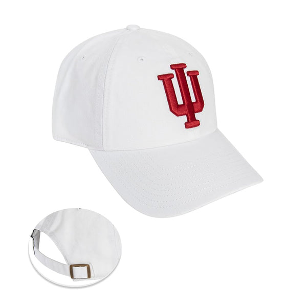 Desert Cactus Indiana University Baseball Hat Hoosiers Bloomington Brimmed Embroirderd Hats Cap Adjustable Cloth Strap Adult (Style B1) White