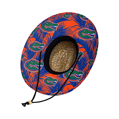 FOCO unisex adult Ncaa College Team Logo Floral Sun Straw Hat, Team Logo, One Size US