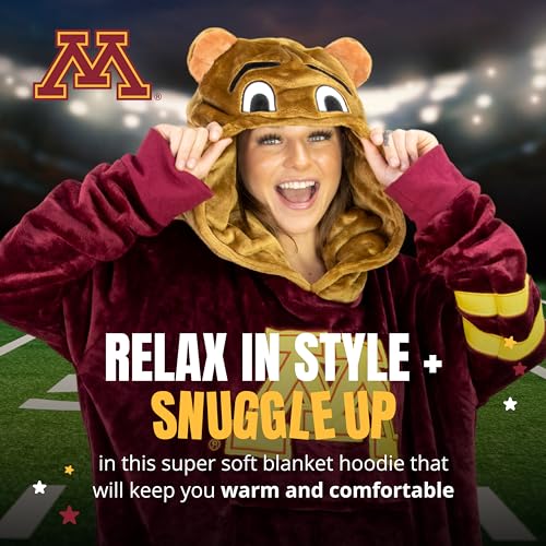 Plushible Sports/University Hoodie Blanket - Sweatshirt Blanket - Oversized Blanket Hoodie - Sweater Blanket - Blanket Sweatshirt - One Size Fits All - Adult Wearable Blanket Minnesota
