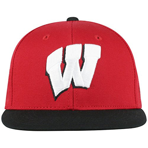 Top of the World Wisconsin Badgers Maverick Youth Flat Bill Snapback Adjustable Hat Red/Black