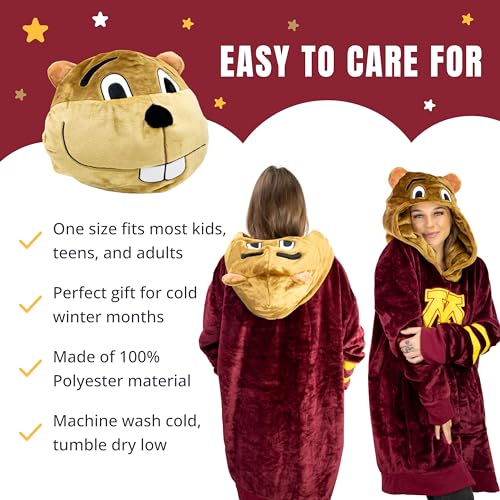 Plushible Sports/University Hoodie Blanket - Sweatshirt Blanket - Oversized Blanket Hoodie - Sweater Blanket - Blanket Sweatshirt - One Size Fits All - Adult Wearable Blanket Minnesota