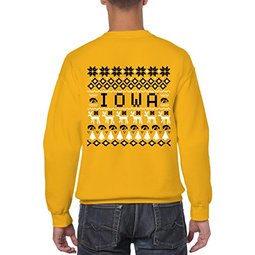 AW30 - Iowa Hawkeyes Holiday Ugly Sweater Crewneck Sweatshirt - Small - Gold