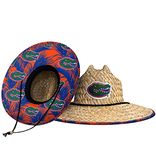 FOCO unisex adult Ncaa College Team Logo Floral Sun Straw Hat, Team Logo, One Size US
