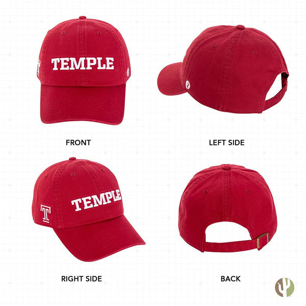 Desert Cactus Temple University Baseball Hat TU Owls Brimmed Embroirderd Hats Cap Adjustable Cloth Strap Adult  Red
