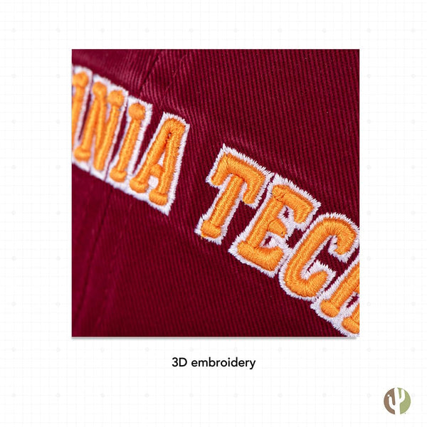 Desert Cactus Virginia Tech University Baseball Hat Hokies VT Brimmed Embroirderd Hats Cap Adjustable Cloth Strap Adult  Red
