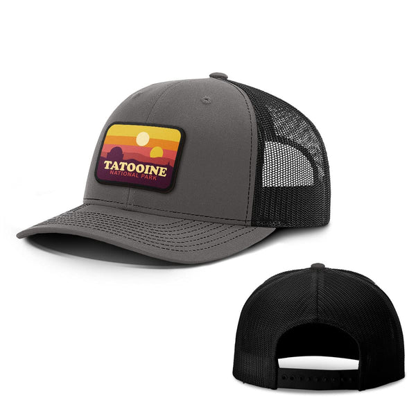BustedTees Tattoine National Park Patch Back Mesh Hat - Baseball Cap for Men Breathable Mesh Back Adjustable Snapback Strap