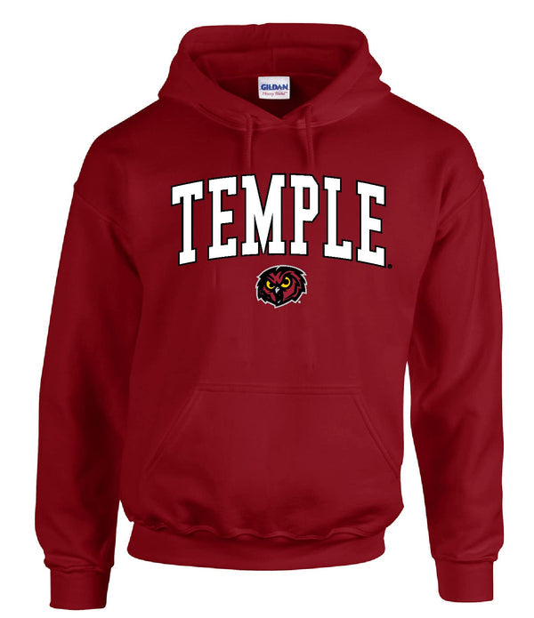Temple University Owls Jumbo Arch Hooded Sweatshirt Cardinal