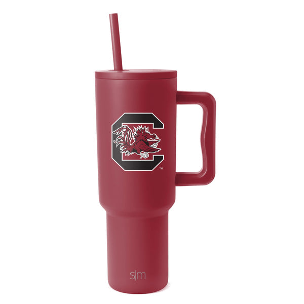 Simple Modern Officially Licensed Collegiate South Carolina Fighting Gamecocks 40oz Tumbler with Handle & Straw Lid | NCAA Football Gift for Men