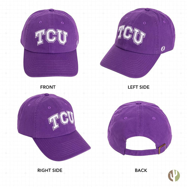 Desert Cactus TCU Texas Christian University Baseball Hat Horned Frogs Brimmed Embroirderd Hats Cap Adjustable Cloth Strap Adult  Purple