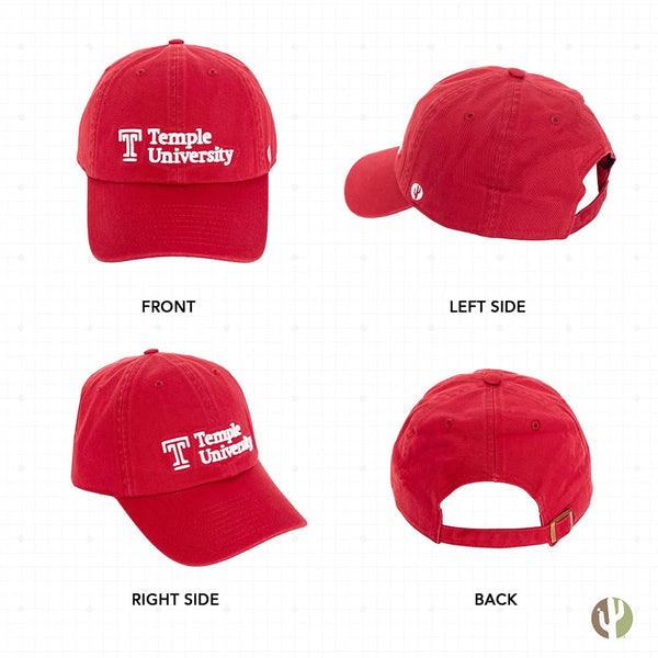 Desert Cactus Temple University Baseball Hat TU Owls Brimmed Embroirderd Hats Cap Adjustable Cloth Strap Adult  Red