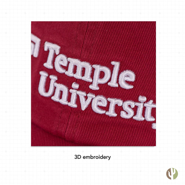 Desert Cactus Temple University Baseball Hat TU Owls Brimmed Embroirderd Hats Cap Adjustable Cloth Strap Adult  Red