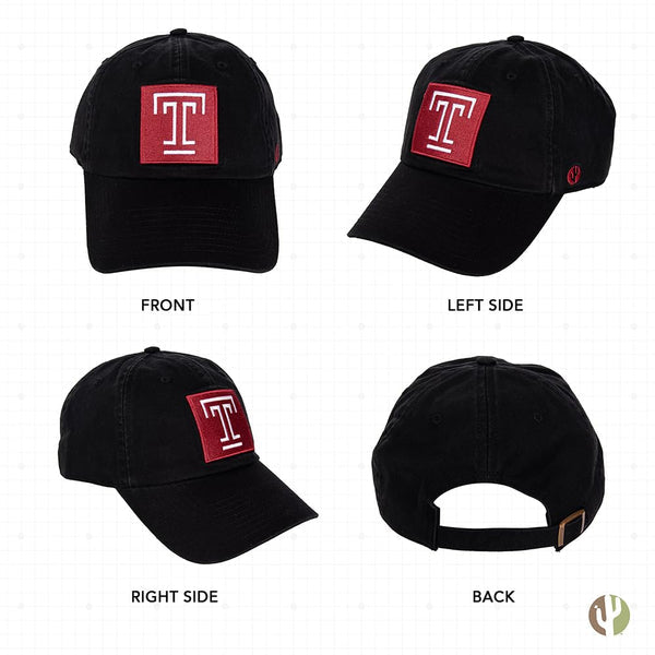 Desert Cactus Temple University Baseball Hat TU Owls Brimmed Embroirderd Hats Cap Adjustable Cloth Strap Adult  Black