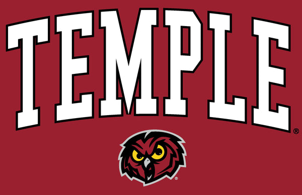Temple University Owls Jumbo Arch Hooded Sweatshirt Cardinal