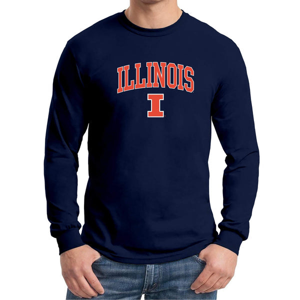 UGP Campus Apparel AL03 - Illinois Fighting Illini Arch Logo Long Sleeve - X-Large - Navy