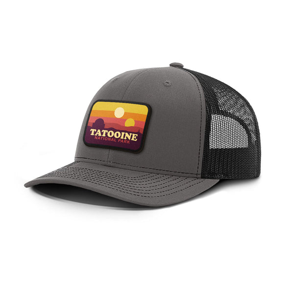 BustedTees Tattoine National Park Patch Back Mesh Hat - Baseball Cap for Men Breathable Mesh Back Adjustable Snapback Strap