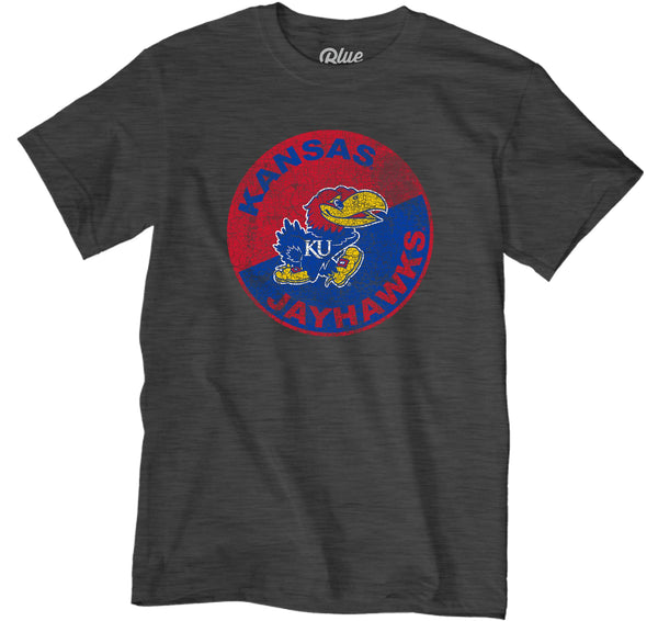 Blue 84 Men's Kansas Jayhawks T-Shirt Vintage Cap Dark Heather
