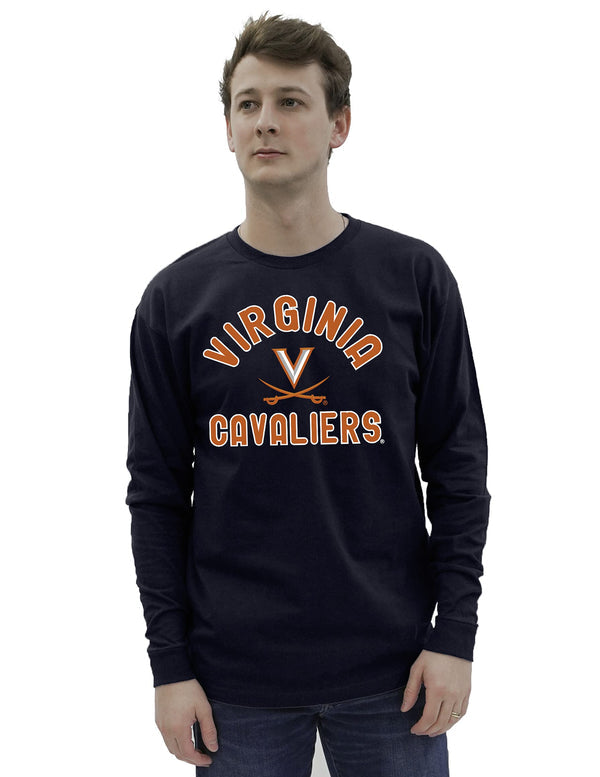 Blue 84 Men's Virginia Cavaliers Long Sleeve T Shirt Line Up Team Color
