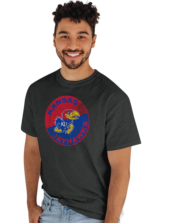 Blue 84 Men's Kansas Jayhawks T-Shirt Vintage Cap Dark Heather