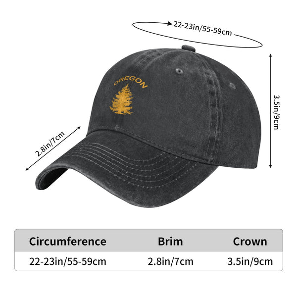 Oregon Douglas Pine Tree Unisex Adult Baseball Hat Sports Outdoor Cowboy Cap for Men and Women Snapback Black