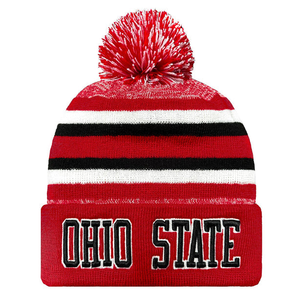 Ohio State Beanie Hat Winter Knit Men Cuffed Stylish Sport Hats Fashion Women Toque Cap with Pom