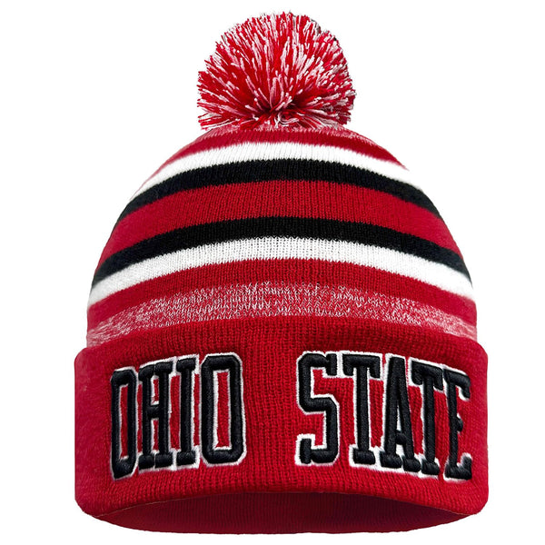 Ohio State Beanie Hat Winter Knit Men Cuffed Stylish Sport Hats Fashion Women Toque Cap with Pom