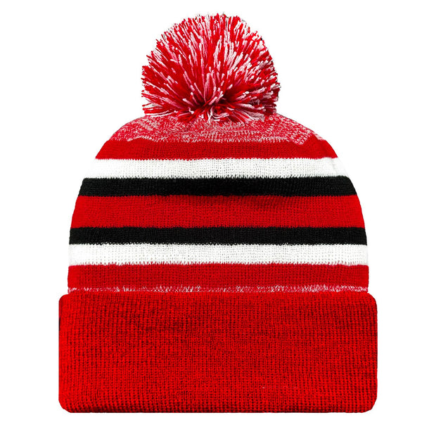 Ohio State Beanie Hat Winter Knit Men Cuffed Stylish Sport Hats Fashion Women Toque Cap with Pom