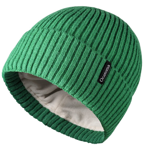 Ocatoma Beanie Hat for Men Women Warm Winter Knit Cuffed Beanie Soft Warm Ski Hats Unisex Green