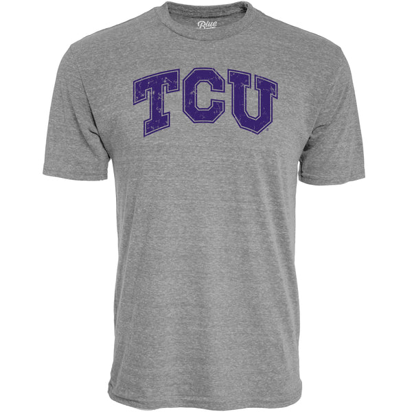 Blue 84 Men's TCU Horned Frogs Tri-Blend T-Shirt Vintage Icon Heather Grey