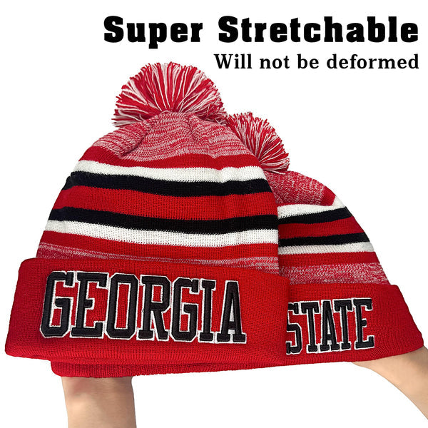 Ohio State Beanie Hat Winter Knit Men Cuffed Stylish Sport Hats Fashion Women Toque Cap with Pom