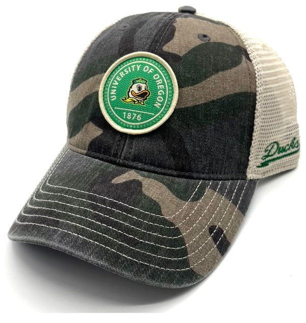 Officially Licensed Oregon University Camo Hat Classic Relaxed Fit Mesh Trucker Adjustable Team Logo Cap