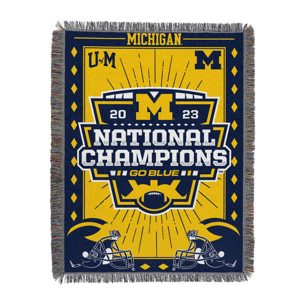 Northwest NCAA Michigan Wolverines 2023 FBC National Champions Woven Tapestry Throw Blanket